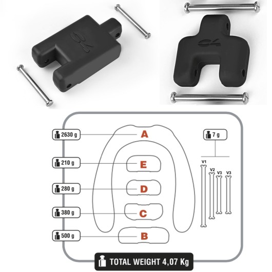 C4 KIT SEGMENTOS EN GOMA | GREY | PESO PARA DE COLLAR APNEA