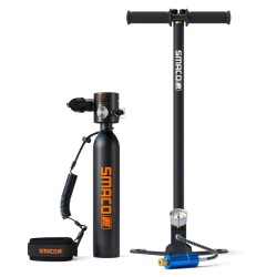 SMACO S300 0.5L CON BOMBA PARA CARGA | MINI SCUBA TANK | BLACK