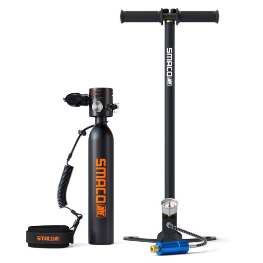 SMACO S300 0.5L CON BOMBA PARA CARGA | MINI SCUBA TANK | BLACK